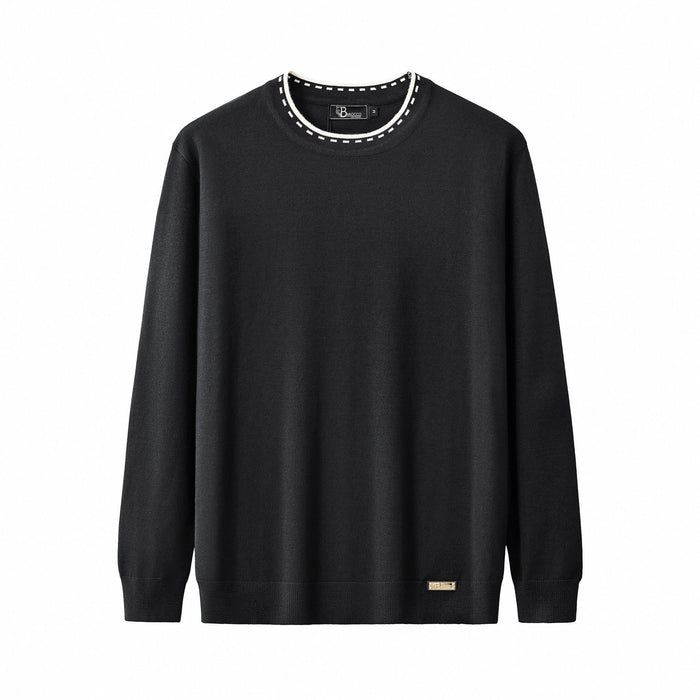Axis Contrast Stitch Knit LS BLACK