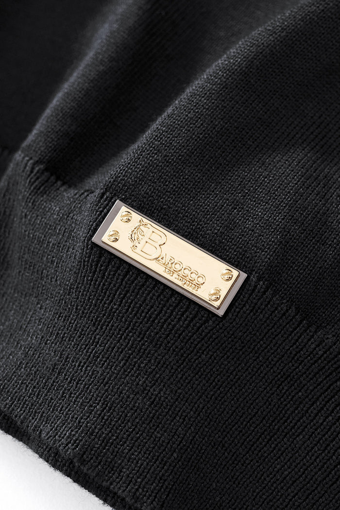 Axis Contrast Stitch Knit LS BLACK
