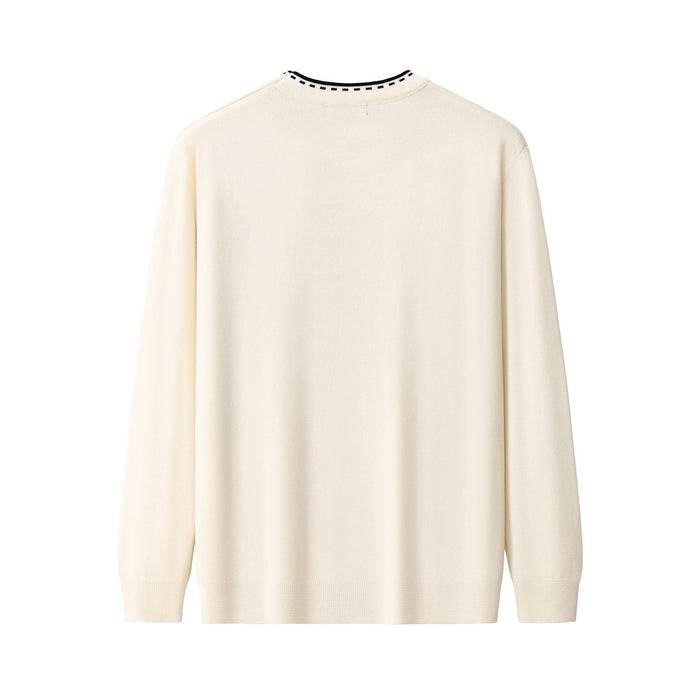 Axis Contrast Stitch Knit LS IVORY