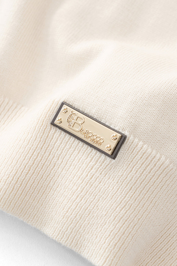 Axis Contrast Stitch Knit LS IVORY