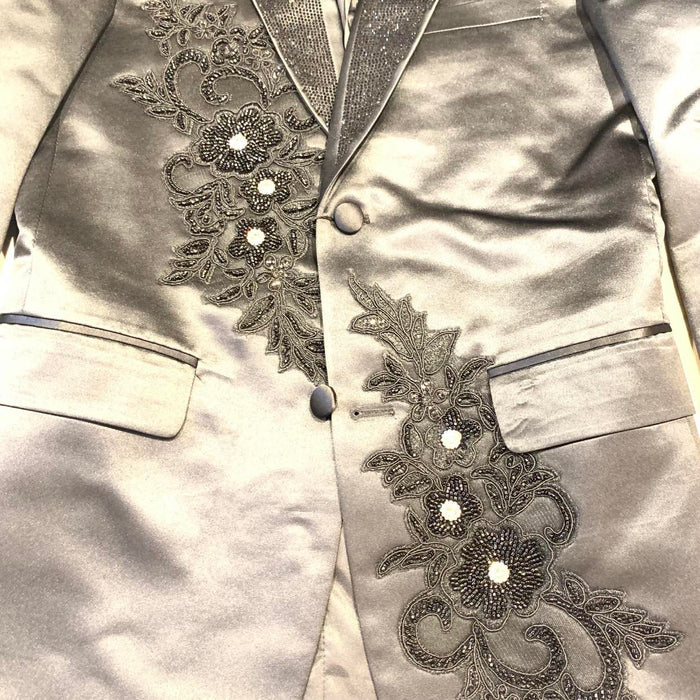 Barocco Men's Black Floral Crystal Blazer - Dudes Boutique
