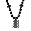 b.b. Simon ‘b’ Logo Black Beaded Necklace-Chrome-Silver - Dudes Boutique