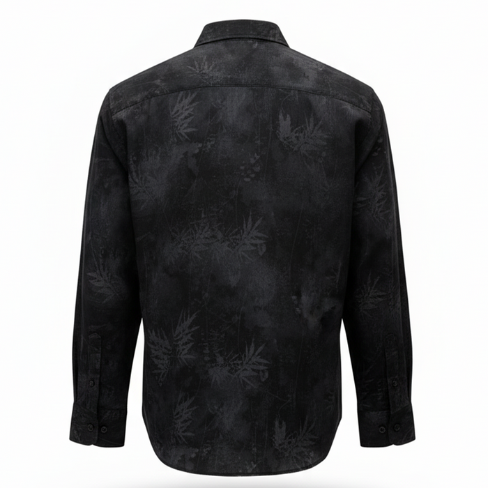 Bespoke Black Abstract Botanical Wash Button Up Shirt