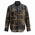 Bespoke Black Cheetah Chain Button Up Shirt