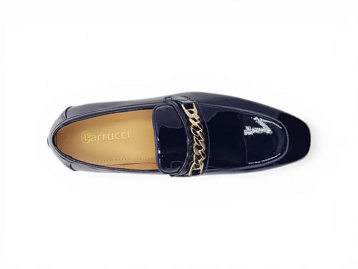Beveled Squared Toe Patent Leather Loafer