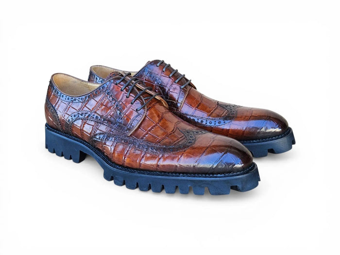 Blucher Style Alligator Embossed Oxford