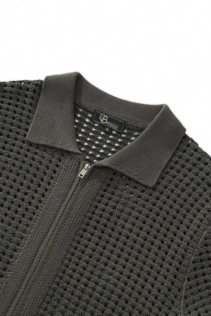 Breeze Mesh Zip Knit SS Shirt ARMY GREEN
