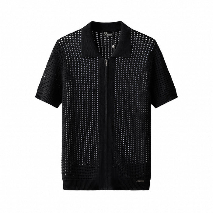 Breeze Mesh Zip Knit SS Shirt BLACK