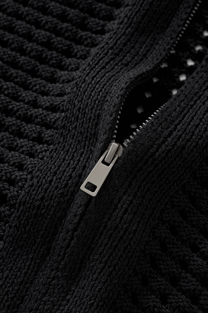 Breeze Mesh Zip Knit SS Shirt BLACK