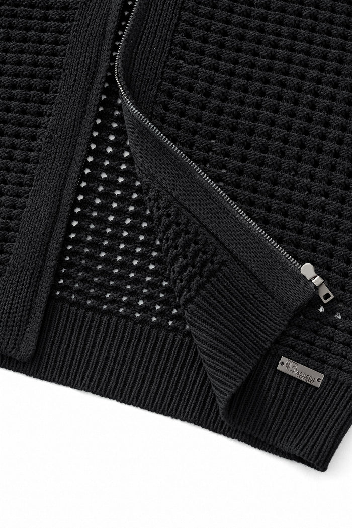 Breeze Mesh Zip Knit SS Shirt BLACK