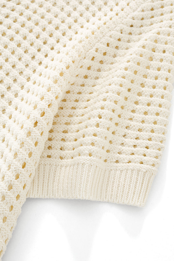 Breeze Mesh Zip Knit SS Shirt IVORY