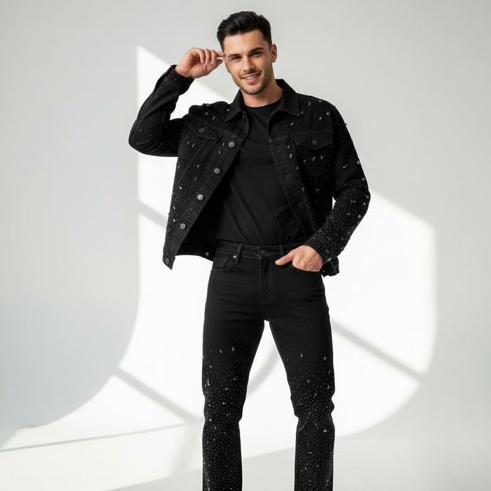 Celestial Stud Denim Pant – Century Penthouse BLACK