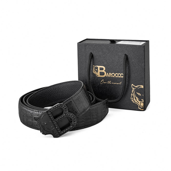 Croc-Embossed Auto BKL Belt BLACK/BLACK