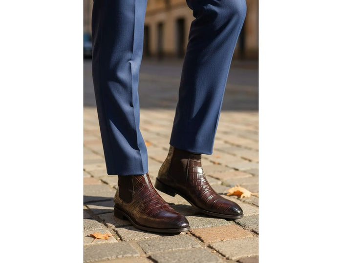 Crocodile Embossed Chelsea Boot