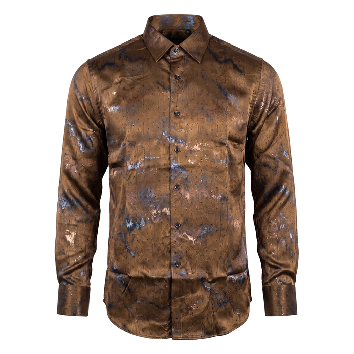 DeNiko Brown Crystal Dress Shirt