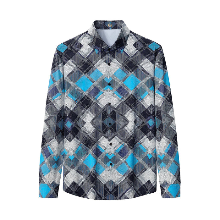 Diamond Plaid Stretch Shirt – El Baron BLUE