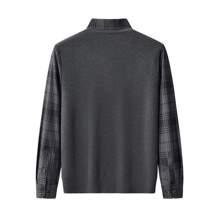 Dual-Layer Knit Fusion LS Sweater Shirt GREY