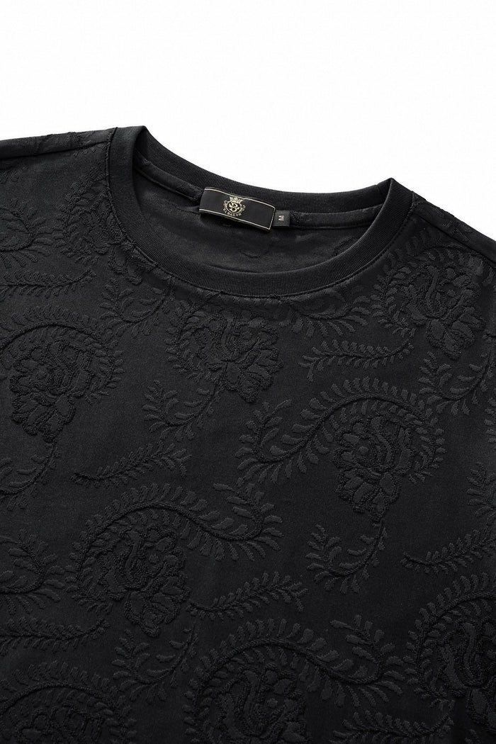Embossed Paisley Tee – El Baron BLACK