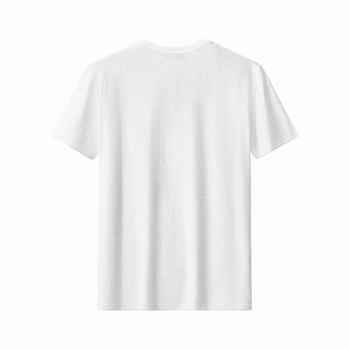 Embossed Paisley Tee – El Baron WHITE