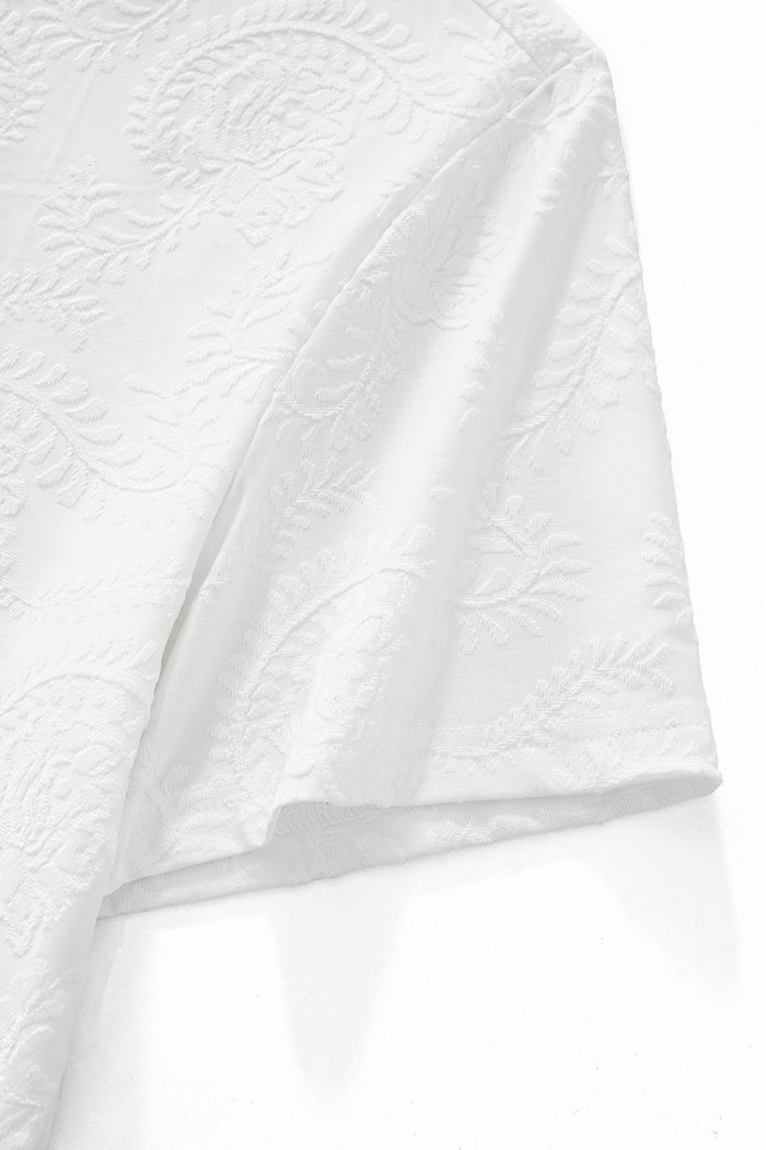 Embossed Paisley Tee – El Baron WHITE