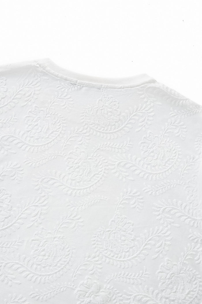 Embossed Paisley Tee – El Baron WHITE