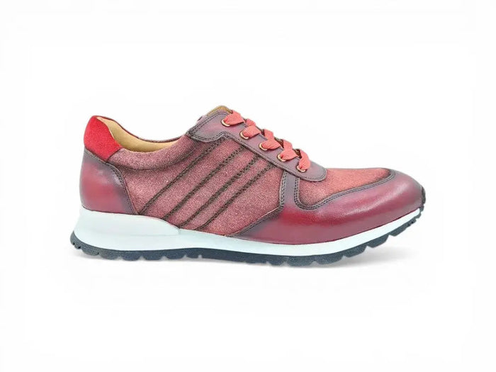 Fashion Sneaker Calfskin with Canvas inlaid