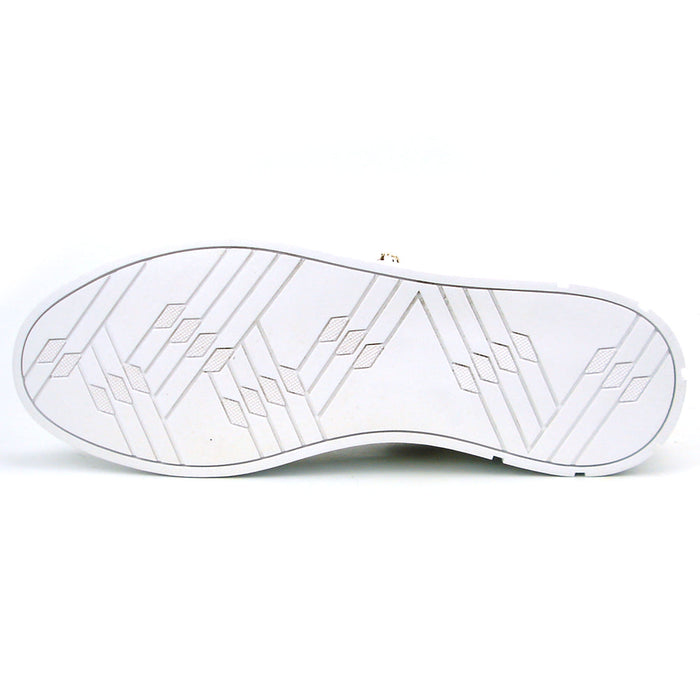FI-2382 Beige Lace up Low Cut Sneaker Gold Lion head Encore by Fiesso