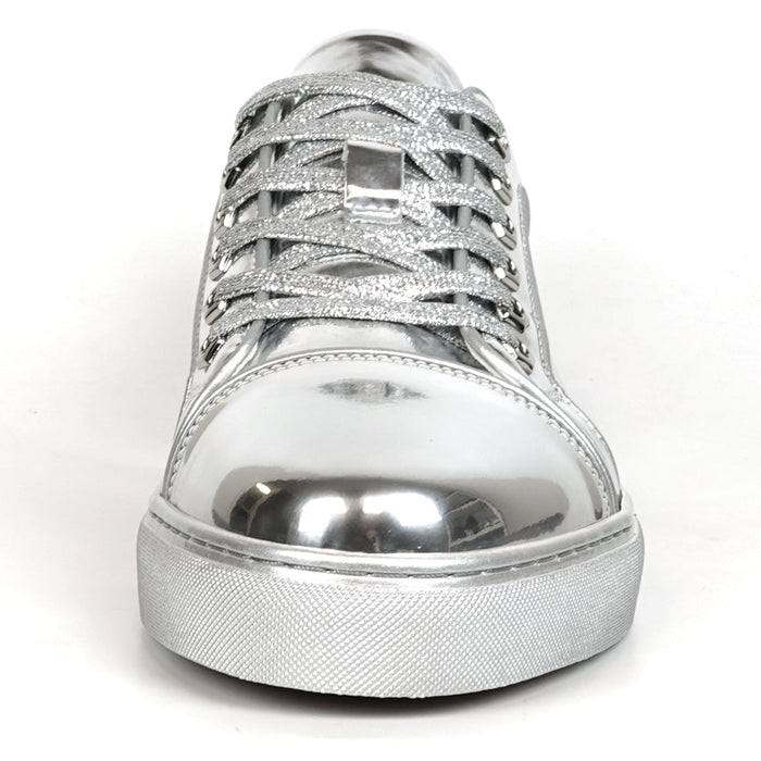 FI-2415-2 Silver Patent Leather Lace up Sneaker Encore by Fiesso