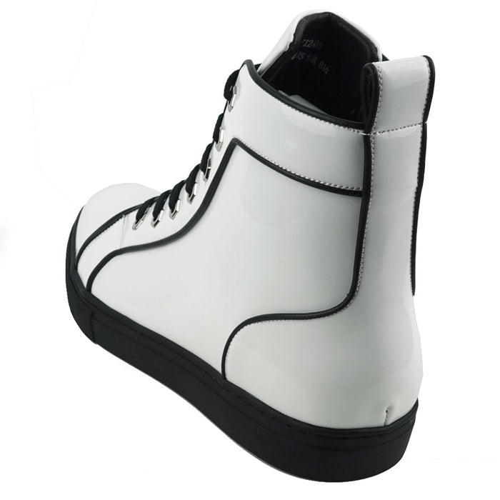 FI-2416 White Patent Leather Lace up High top Sneaker Encore by Fiesso