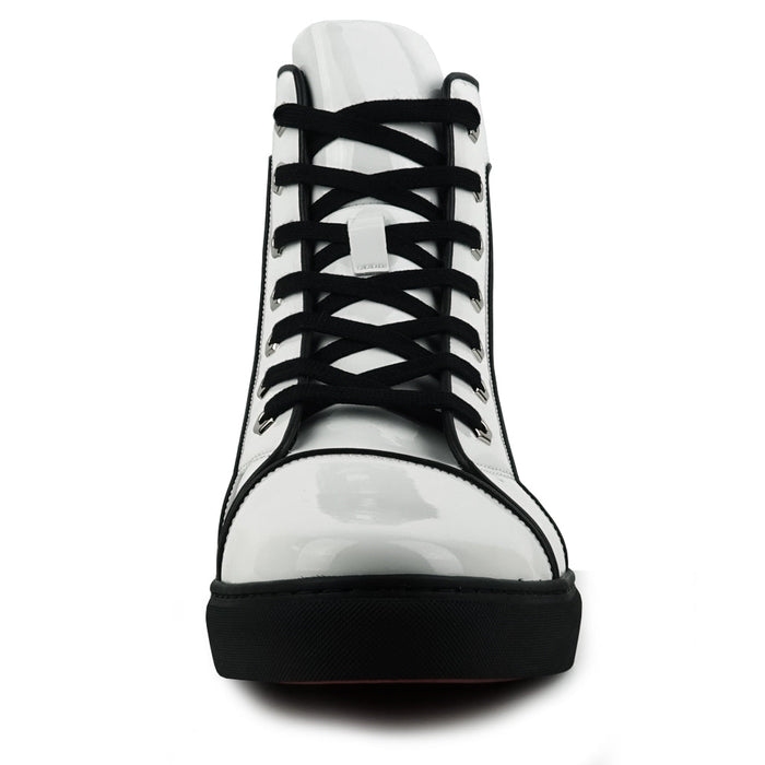 FI-2416 White Patent Leather Lace up High top Sneaker Encore by Fiesso