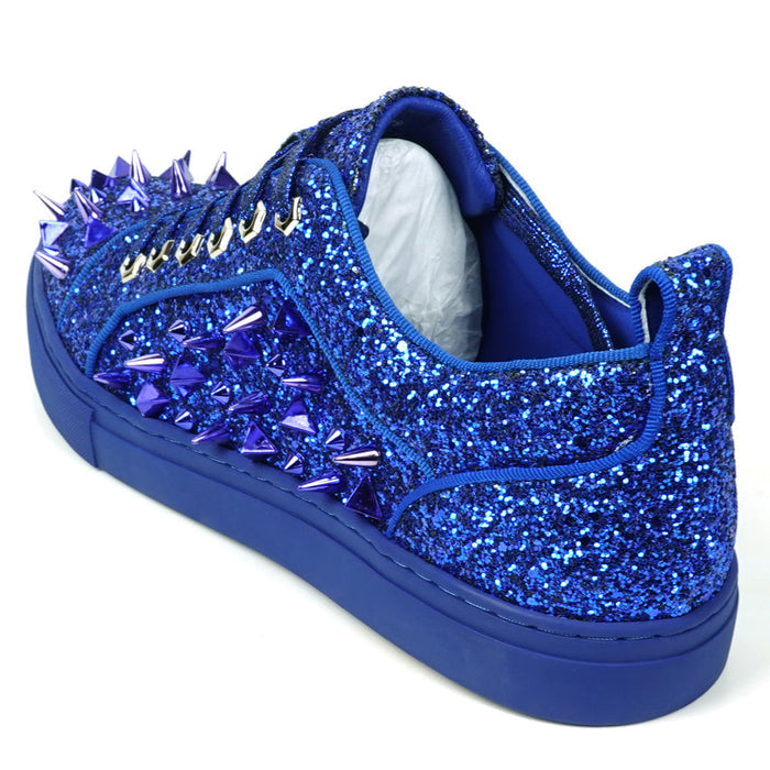 FI-2429 Navy Glitter Navy Spikes Lace up Low Cut Sneaker Encore by Fiesso