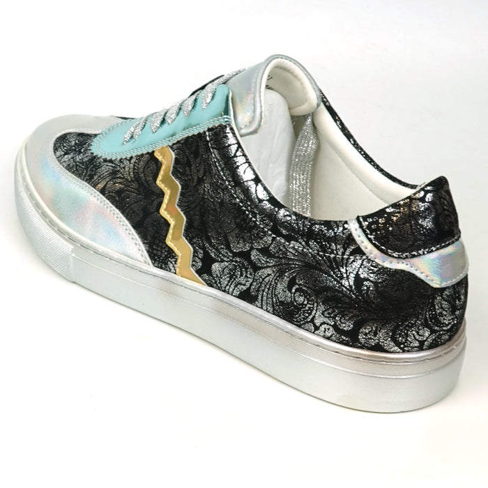 FI-2431 Silver Multi Leather Lace up Low Cut Sneaker Encore by Fiesso