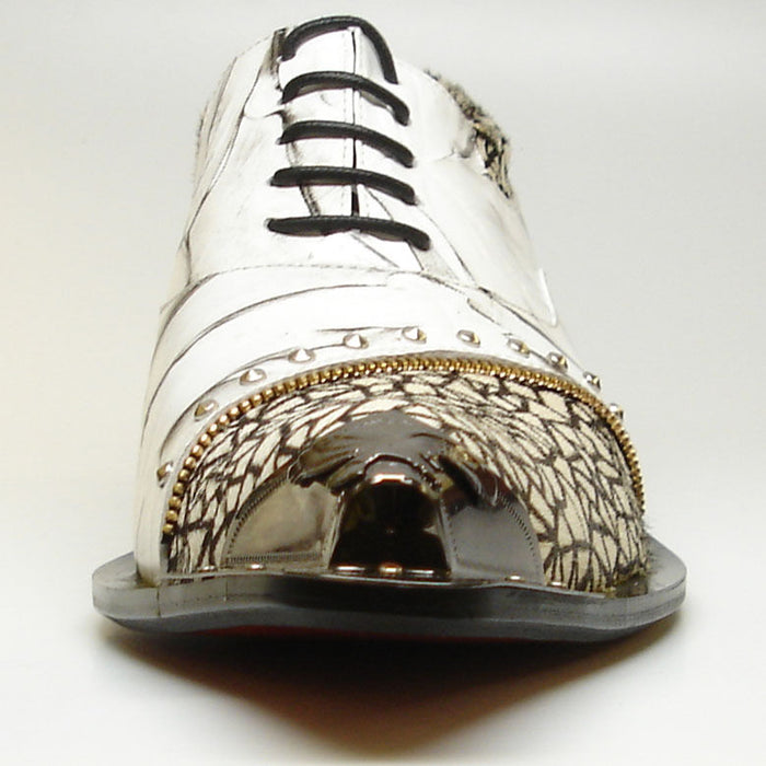FI-6931 White Genuine Leather Gun Metal Tip Lace up Fiesso by Aurelio Garcia