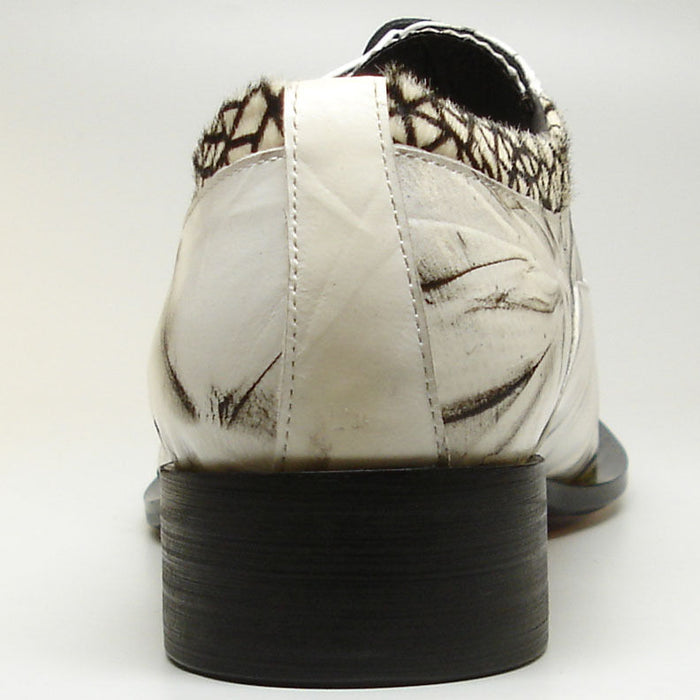 FI-6931 White Genuine Leather Gun Metal Tip Lace up Fiesso by Aurelio Garcia
