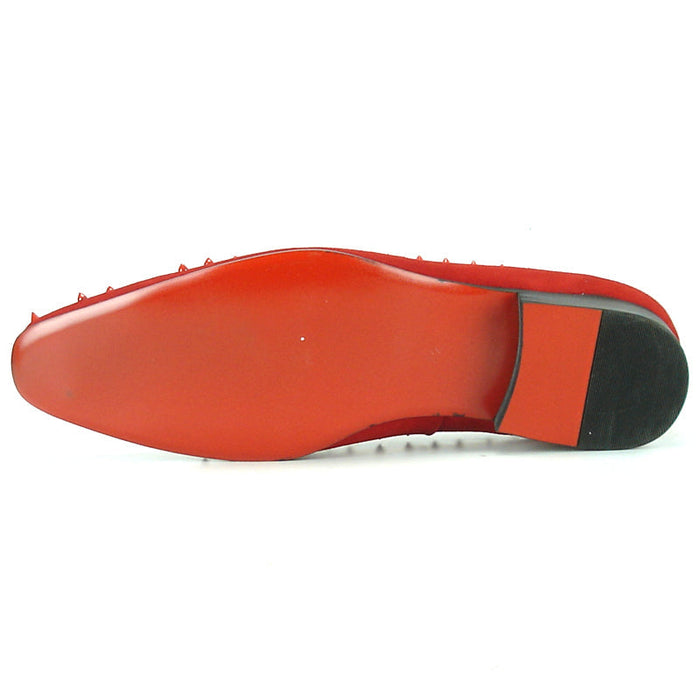 FI-7107 Red Suede with Red Spike Slip on Loafer Fiesso by Aurelio Garcia
