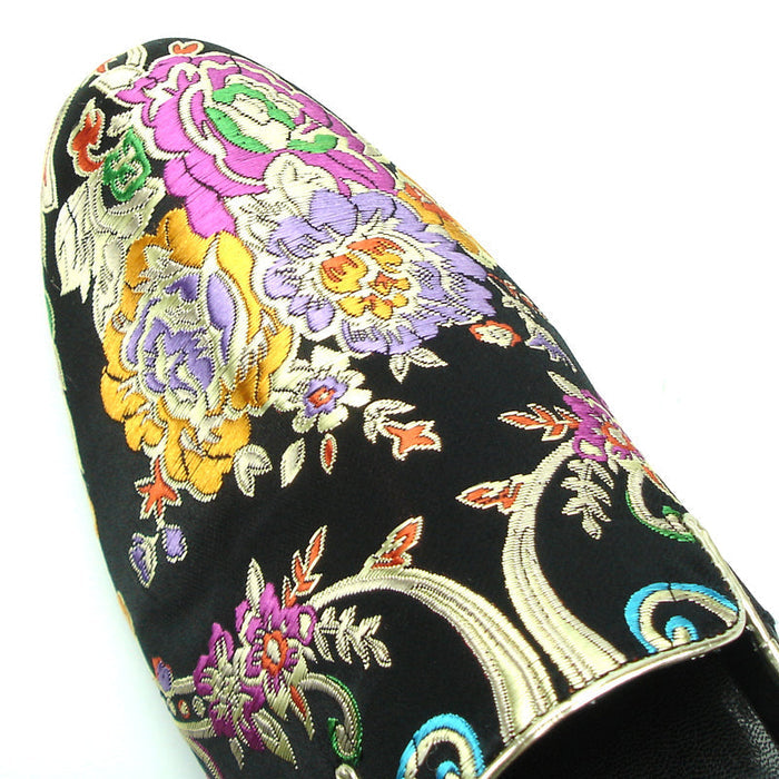 FI-7151 Black Floral Designs Loafer Fiesso by Aurelio Garcia