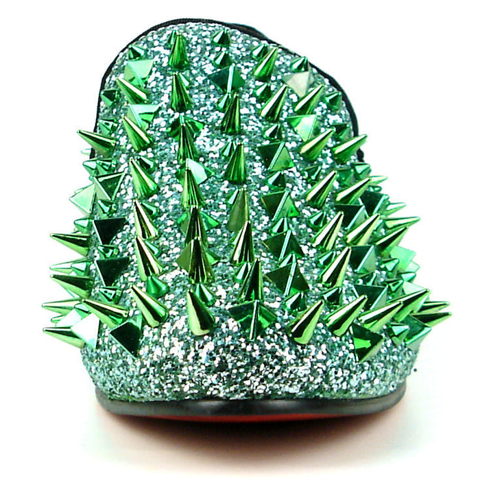 FI-7239 Green Glitter Green Spikes Slip on Loafer Fiesso by Aurelio Garcia