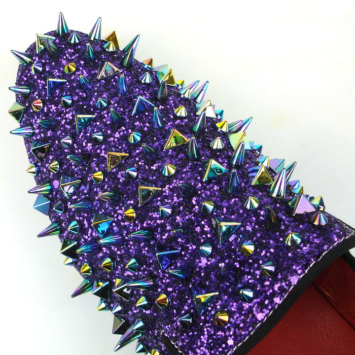 FI-7239 Purple Glitter Purple Spikes Slip on Loafer Fiesso by Aurelio Garcia
