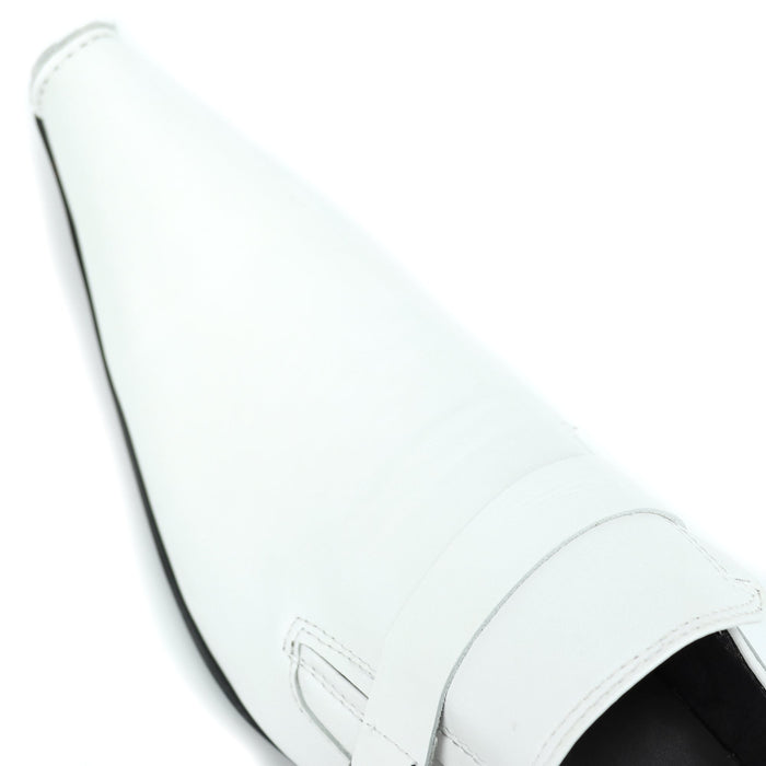 FI-7278 White Leather Shoe Pointed Toe Slip on Fiesso by Aurelio Garcia