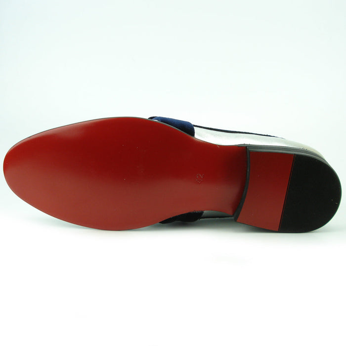FI-7356 Silver Leather Blue Suede Strap Slip on Fiesso by Aurelio Garcia