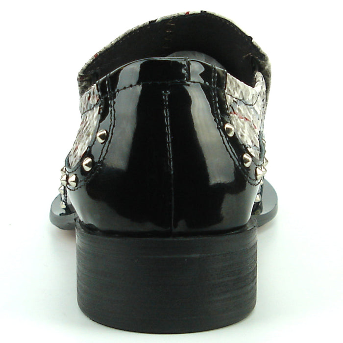 FI-7370 Multi Black Leather Slip on Metal Tip Fiesso by Aurelio Garcia