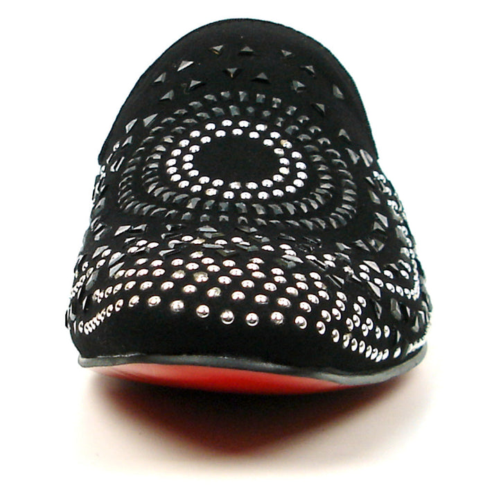 FI-7420 Black Suede Black Silver Rhinestones Fiesso by Aurelio Garcia Sandals