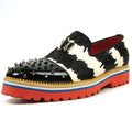 FI-7455 Black White Cap Toe Spikes Slip On with Tassel Fiesso by Aurelio Garcia