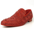 FI-7516 Red Suede Rhinestones Spikes Slip on Loafer Fiesso by Aurelio Garcia
