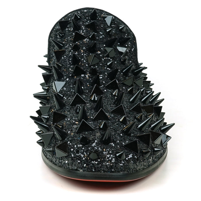 FI-7517 Black Glitter Black  Spikes Slip on Loafer Fiesso by Aurelio Garcia