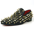 FI-7517 Black Glitter Gold Spikes Slip on Loafer Fiesso by Aurelio Garcia