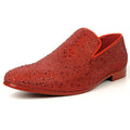 FI-7525 Red Suede Rhinestones Slip on Loafer Fiesso by Aurelio Garcia