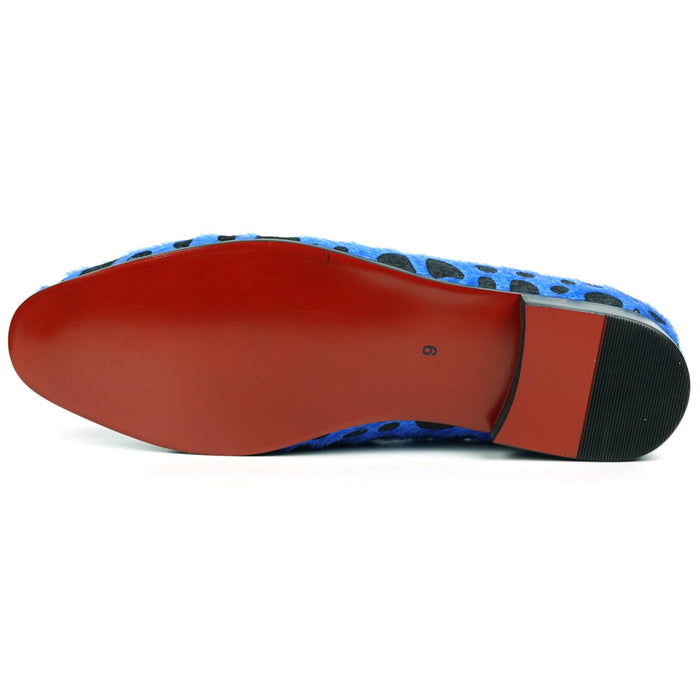 FI-7532 Blue Black Leopard Pony Hair Slip on Loafer Fiesso by Aurelio Garcia