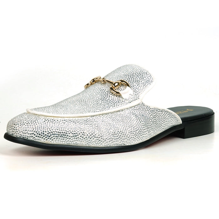 FI-7551 White Suede Rhinestones Sandal Fiesso by Aurelio Garcia