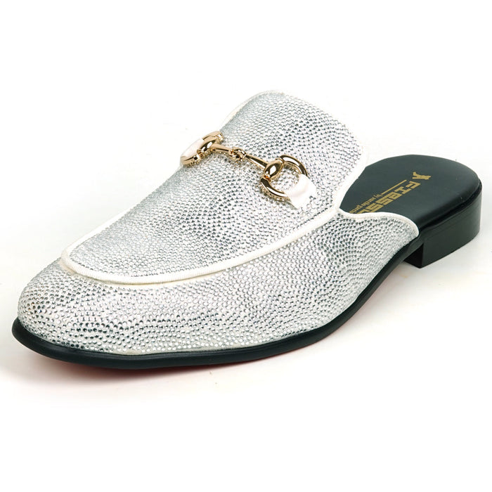 FI-7551 White Suede Rhinestones Sandal Fiesso by Aurelio Garcia